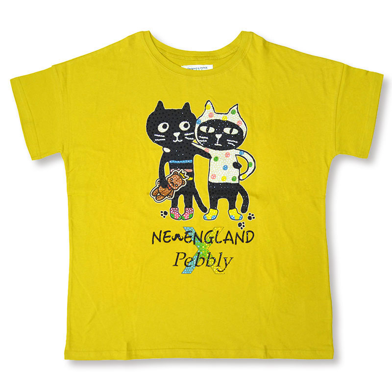 【NEW ENGLAND×Pebblyコラボ】カラフルキャッツフレンズwith NEW ENGLANDベアTシャツ