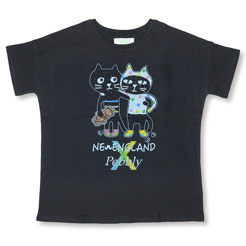 【NEW ENGLAND×Pebblyコラボ】カラフルキャッツフレンズwith NEW ENGLANDベアTシャツ