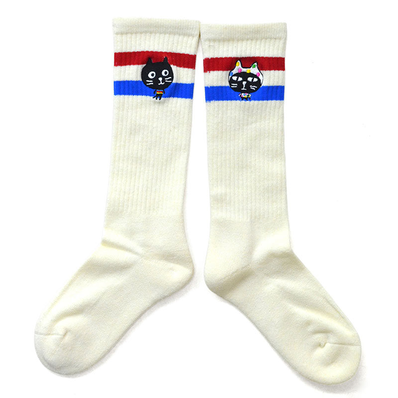 【NEW ENGLAND×Pebblyコラボ】Me&Yoビッグヘッドボーダーソックス