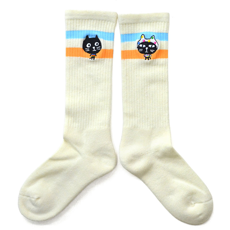 【NEW ENGLAND×Pebblyコラボ】Me&Yoビッグヘッドボーダーソックス