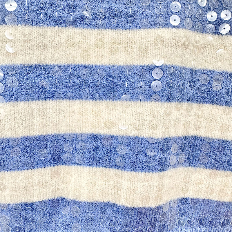 【インポート】[ADORA]ハイネックボーダースパンコールニットベスト