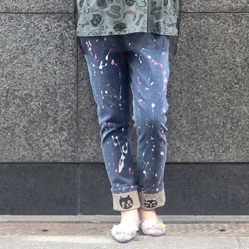 Me&Yoペイントデニムパギンス