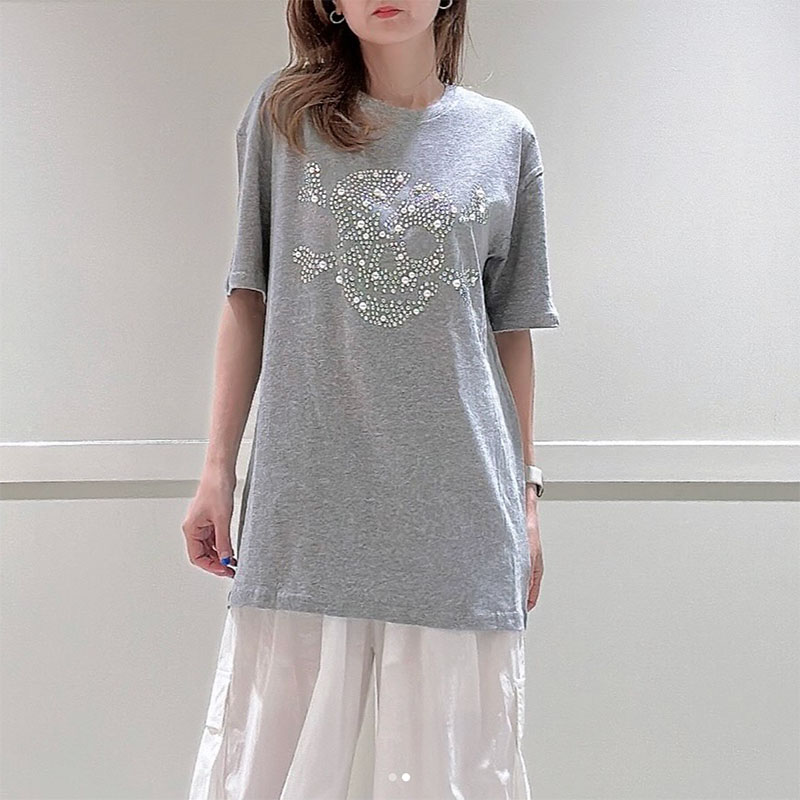 3DパールスカルTシャツ