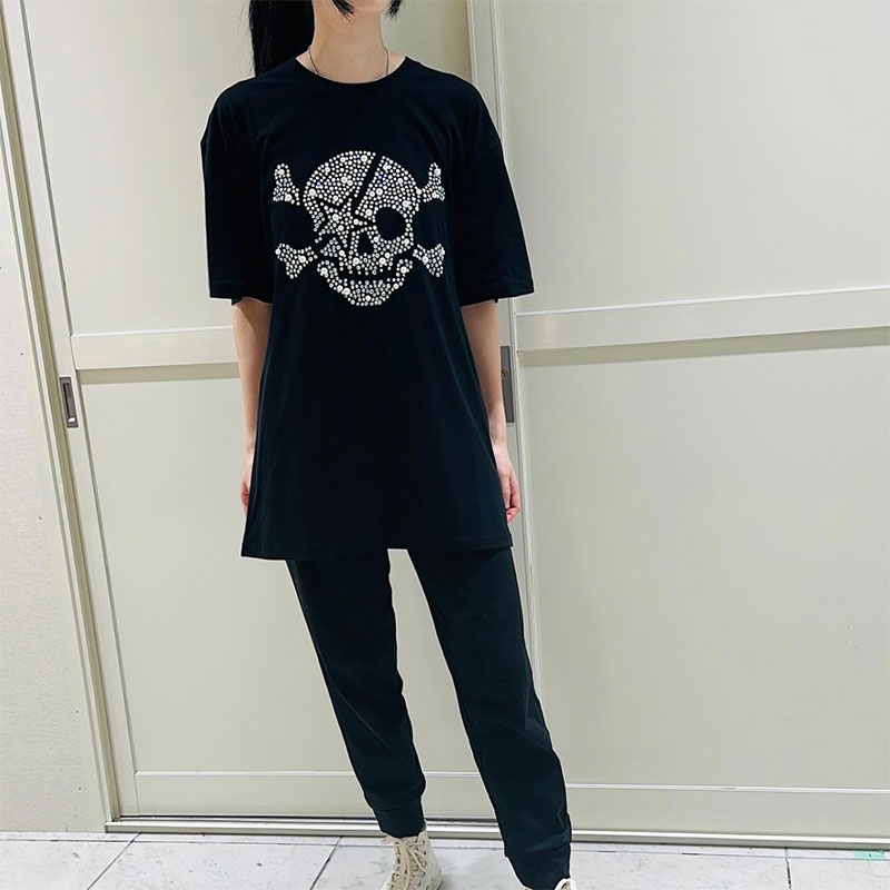 3DパールスカルTシャツ