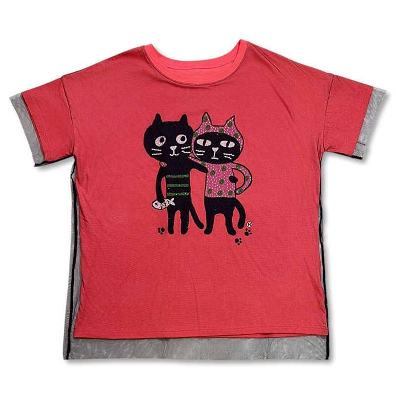 カラフルキャッツフレンズレイヤードTシャツ