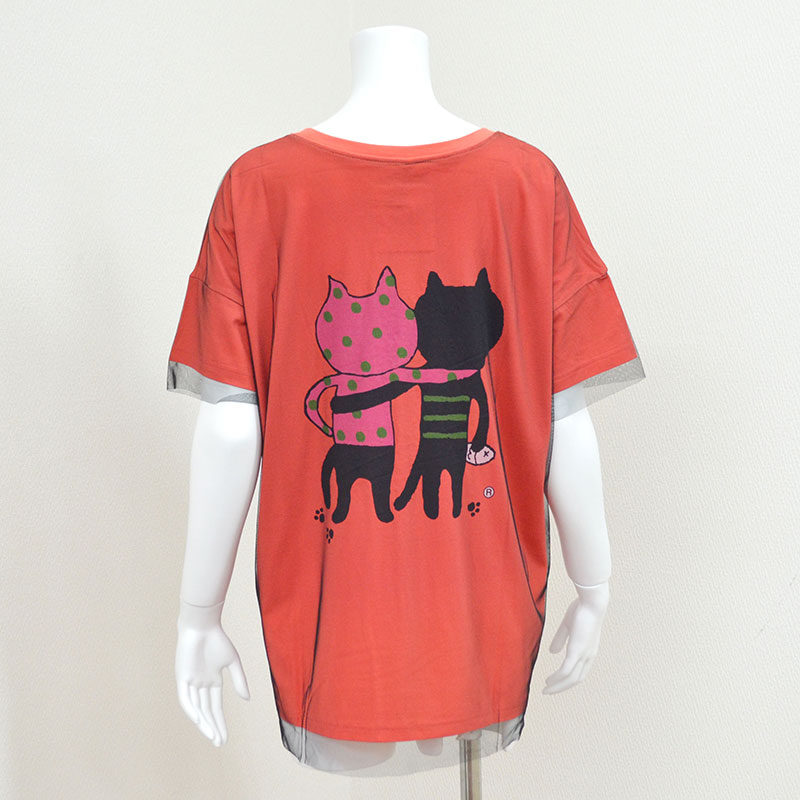 カラフルキャッツフレンズレイヤードTシャツ