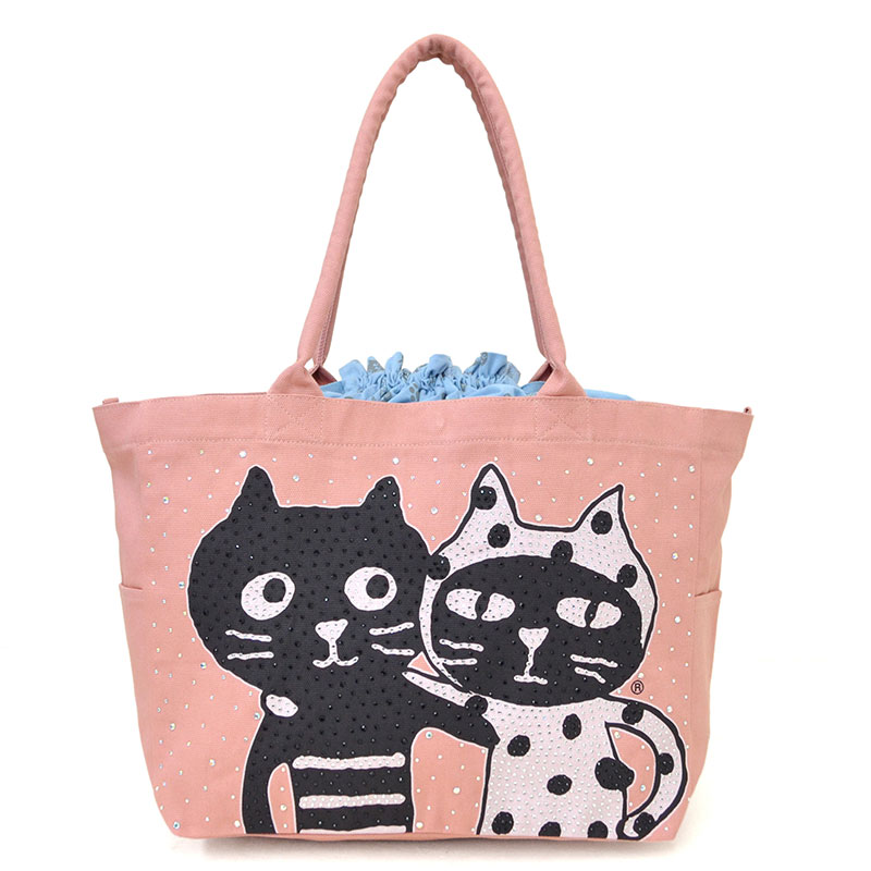 大容量】 キャッツフェイスストーンLバッグ 軽量 トートバッグ 巾着