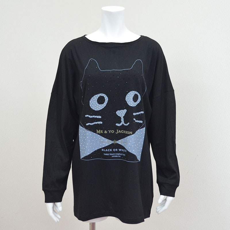 Me&YoブラックホワイトロングTシャツ