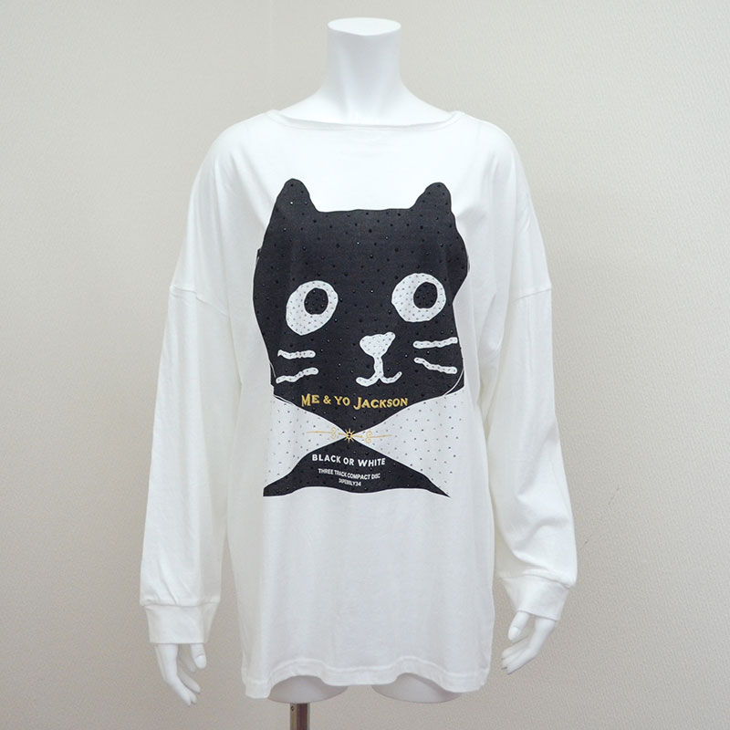 Me&YoブラックホワイトロングTシャツ