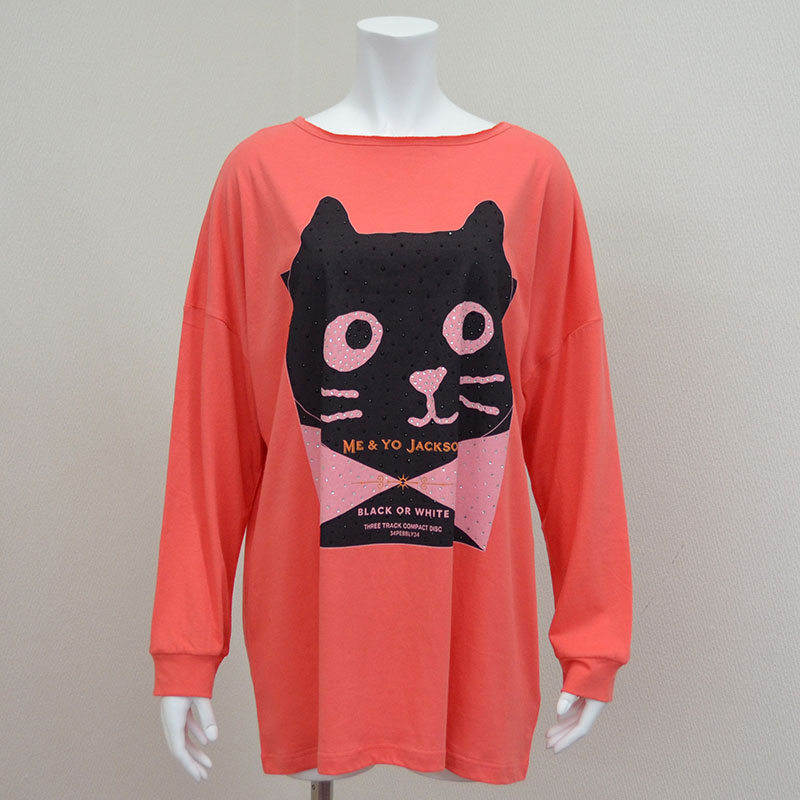 Me&YoブラックホワイトロングTシャツ