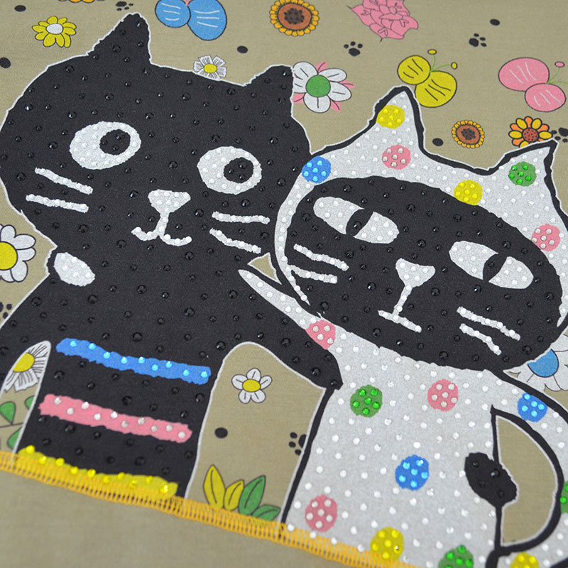 キャッツフェイスフラワーロングTシャツ
