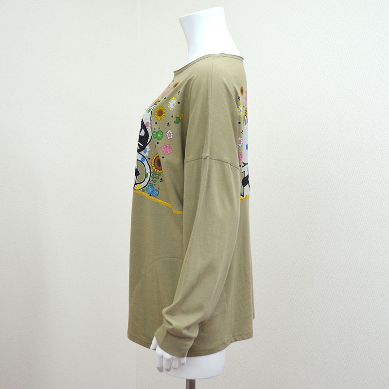 キャッツフェイスフラワーロングTシャツ