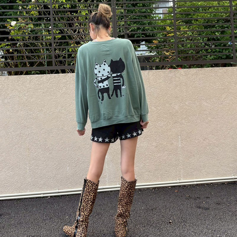 キャッツフレンズエンブロイダリーロングTシャツ