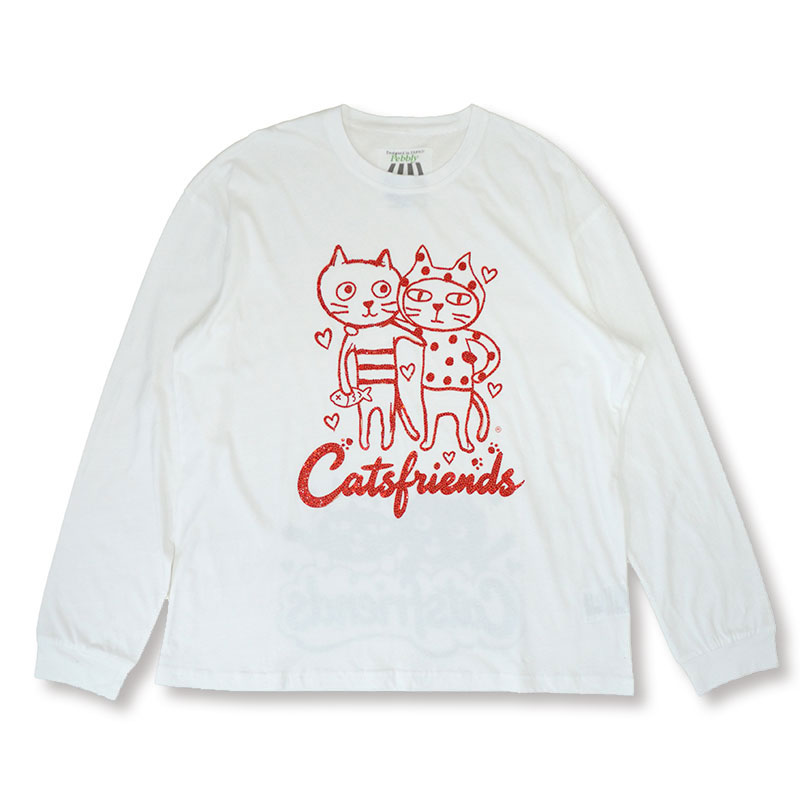キャッツフレンズレッドロングTシャツ