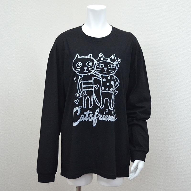 キャッツフレンズレッドロングTシャツ