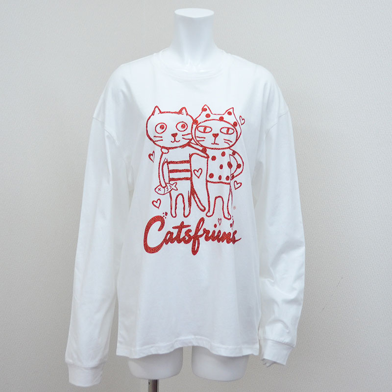 キャッツフレンズレッドロングTシャツ