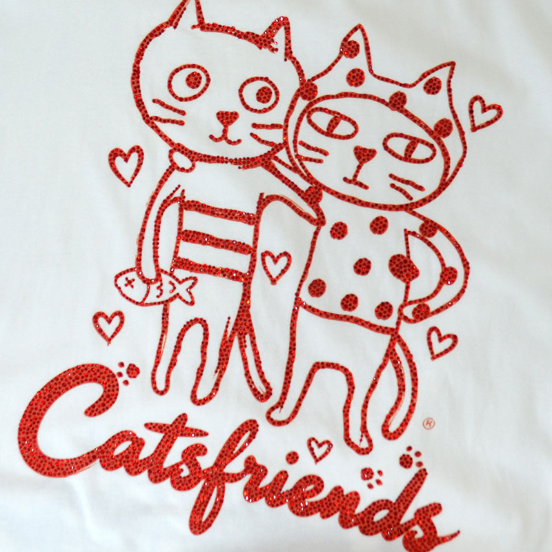 キャッツフレンズレッドロングTシャツ