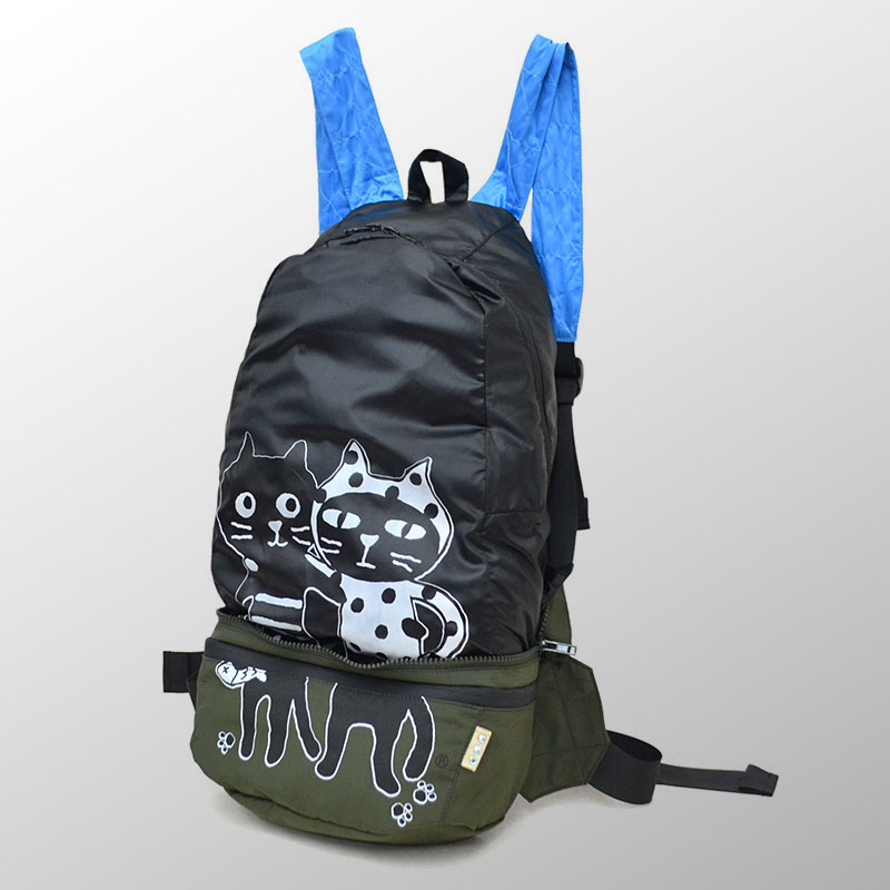 キャッツフレンズ 2WAY ナイロンバックパック 軽量＆大容量 猫デザイン  通学 通勤に最適