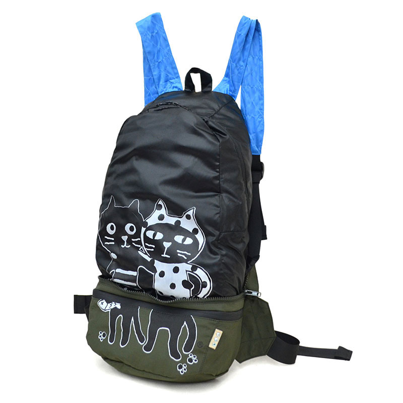 キャッツフレンズ 2WAY ナイロンバックパック 軽量＆大容量 猫デザイン  通学 通勤に最適