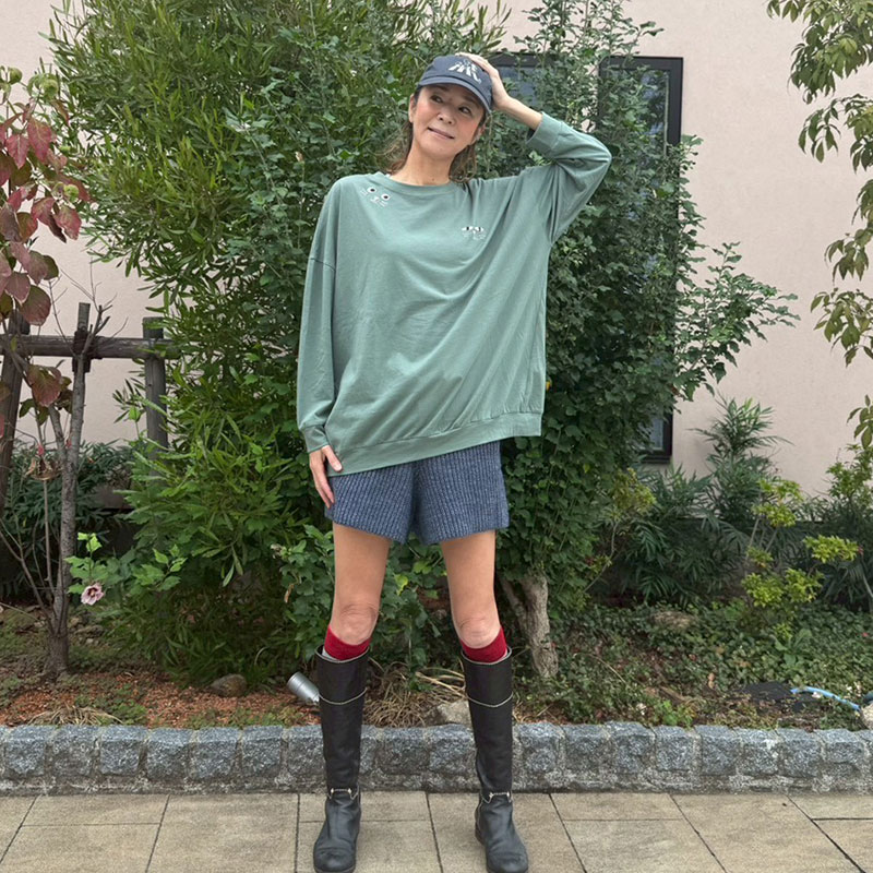 Me&YoアイズエンブロイダリーロングTシャツ