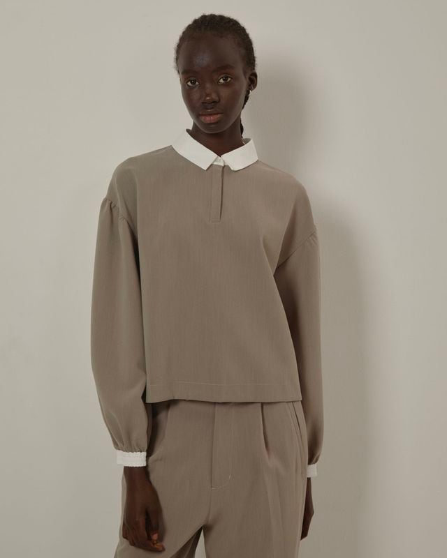 【新品・未使用】カベサロッソ　ニットバルーンコンビベアトップ ニットバルーンコンビベアトップ/CAVEZA ROSSO/カベサロッソ