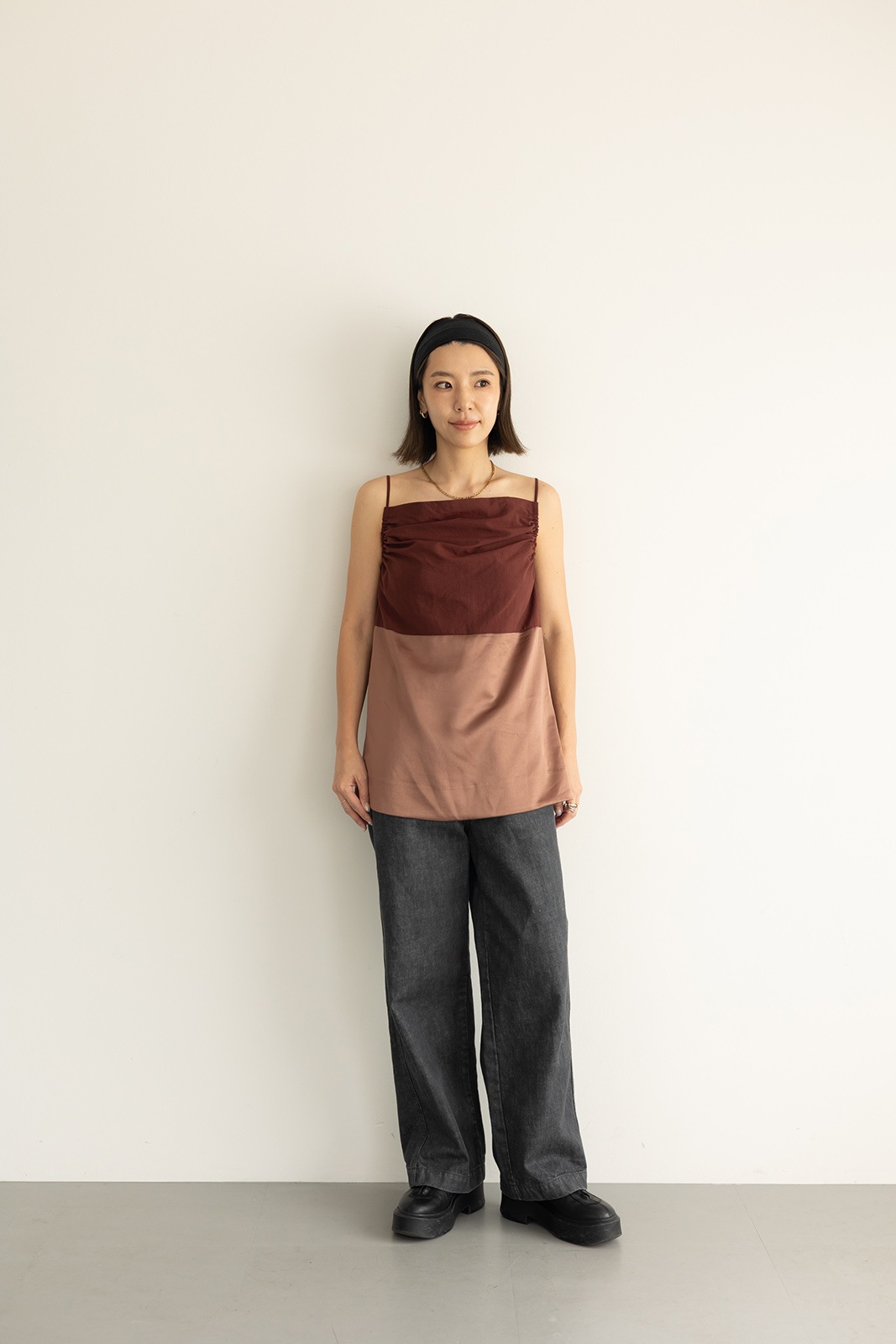 ファブリックコンビギャザーキャミソール/CAVEZA ROSSO/カベサロッソ