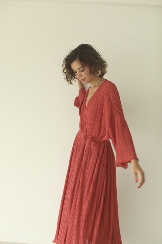 プリーツカシュクールラップワンピース Caveza Rosso カベサロッソ All Item Caveza Rosso