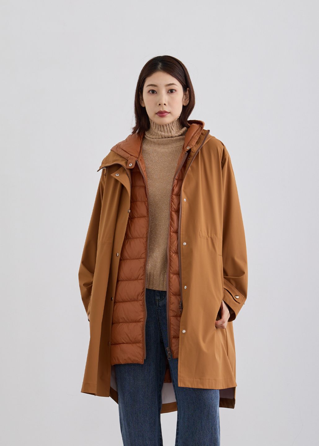 【Femicite】3way コート（タフタコート＋ファイバー・ダウンベスト）