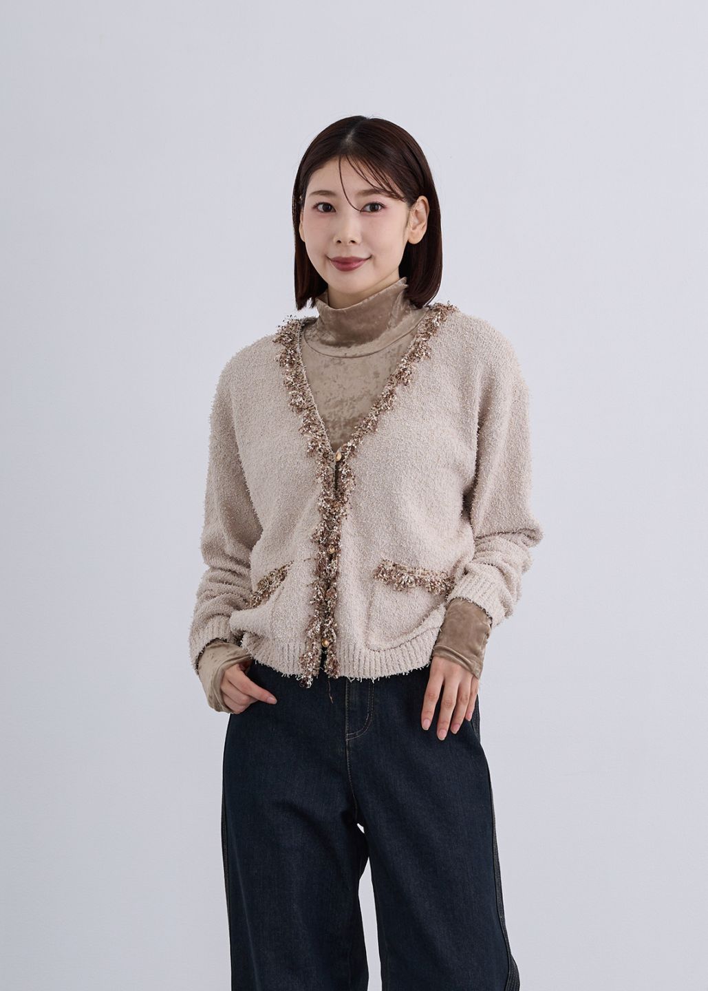 【KOOS】ツイード ライクブレード カーディガン