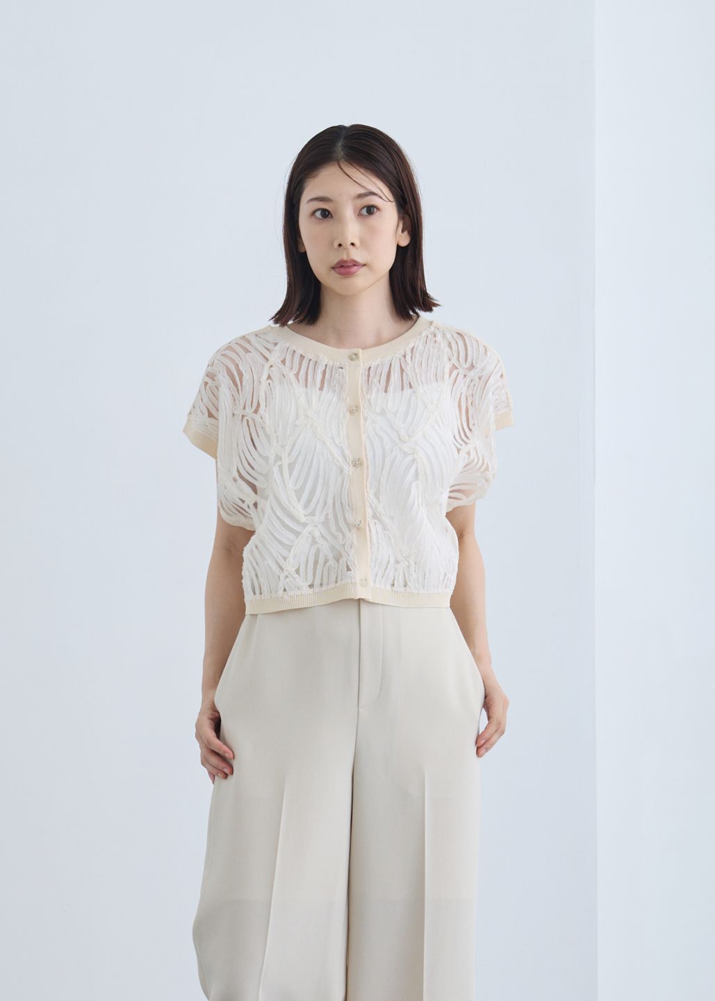 【SALE】【KOOS】エンブロイダリー チュール ニット