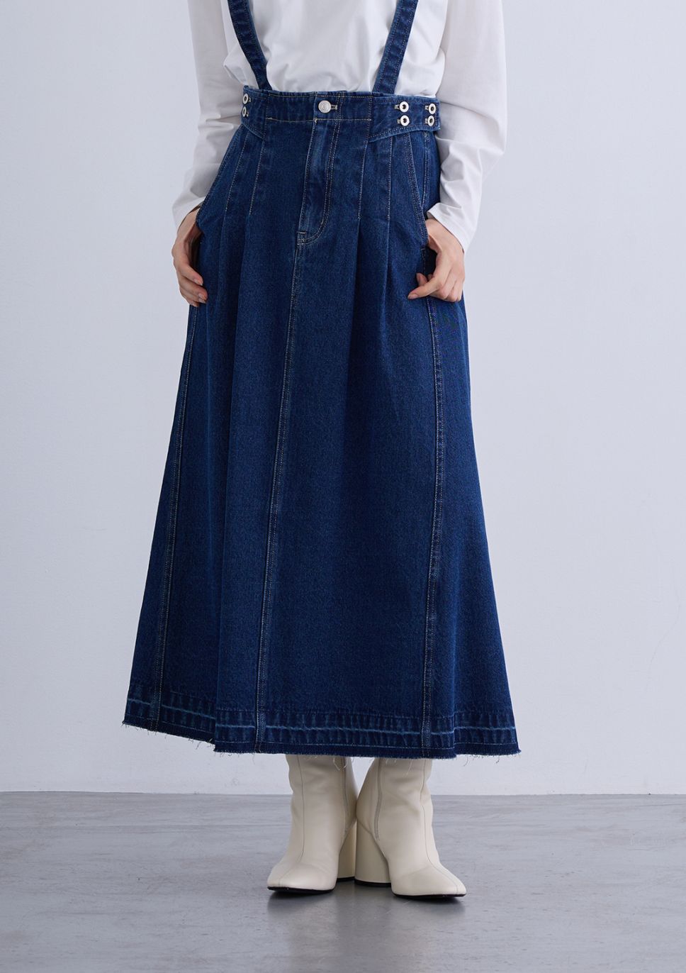 【KOOS】タック フレア デニム スカート