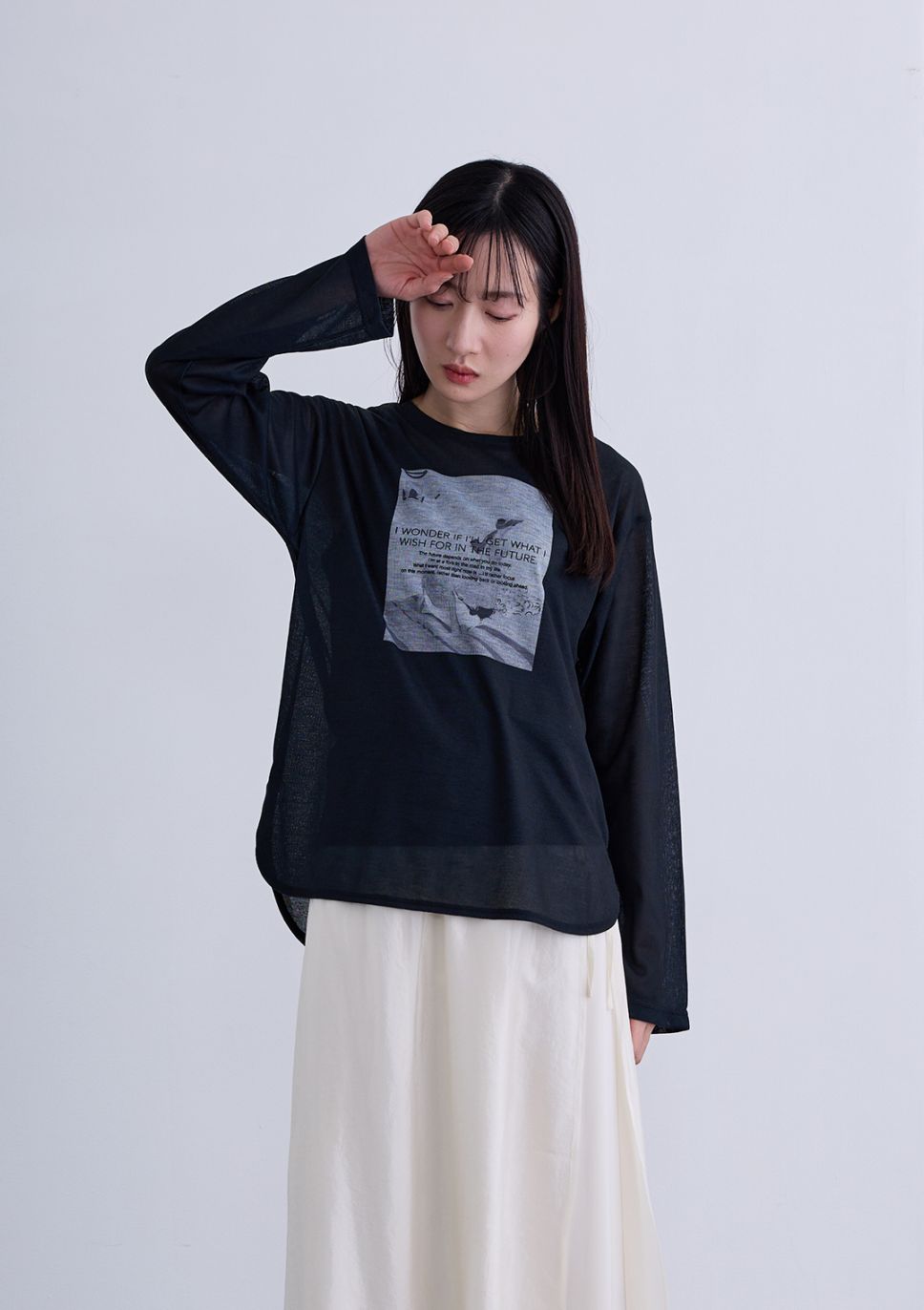 【neuf cent neuf】モノクロ PHOTO リブシアーT