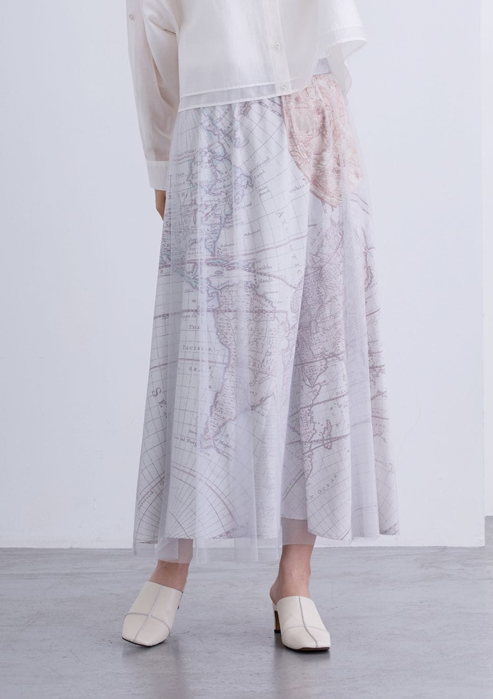 【KOOS】WORLD MAP レイヤード スカート