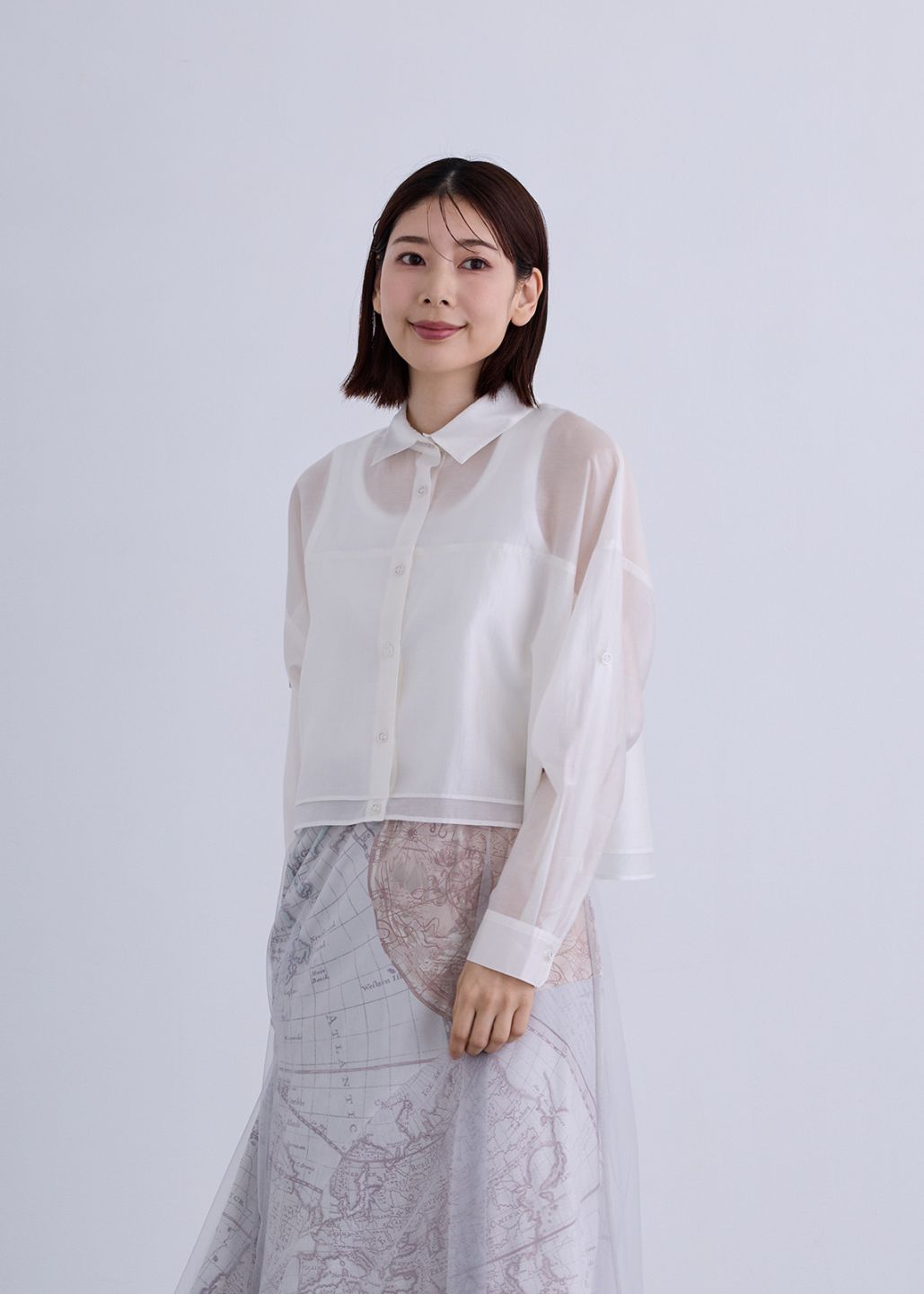 【KOOS】ロールアップ シアー ブラウス