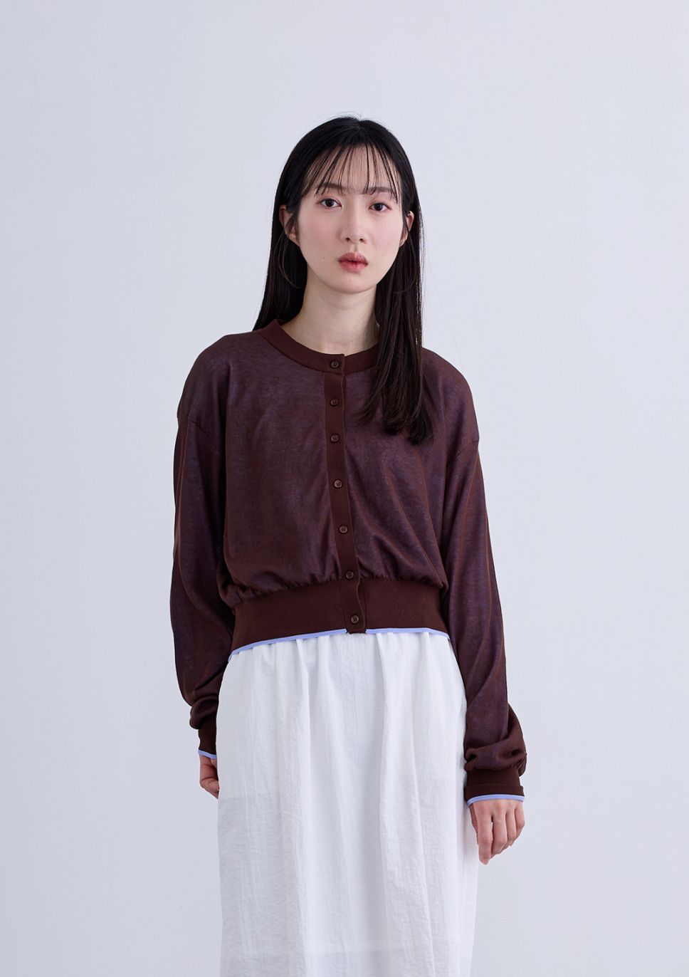 【neuf cent neuf】ダブルフェイス ハイゲージ ニット コンパクト カーディガン