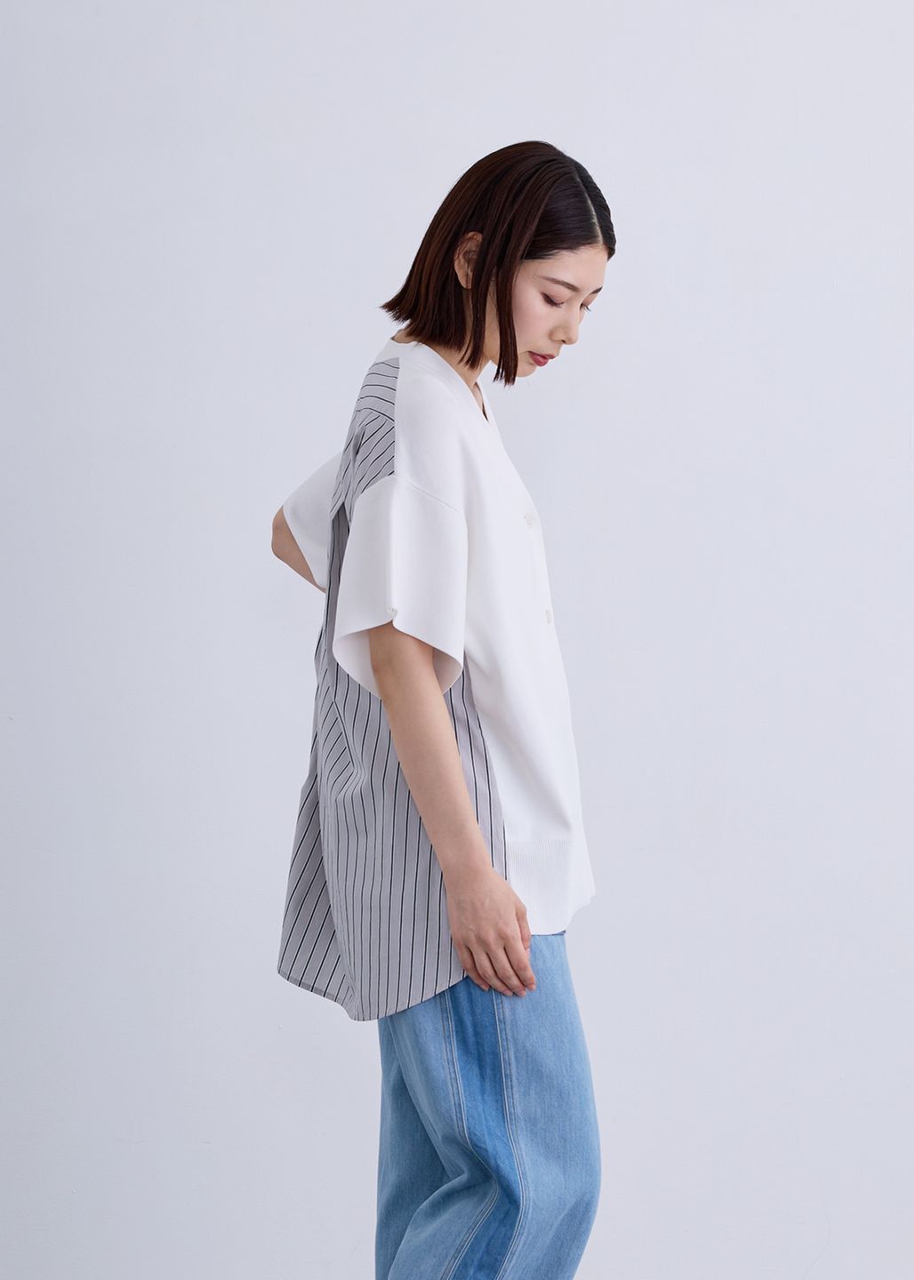 【SUMMER SALE】【Femicite】マルチ ストライプ カーディガン