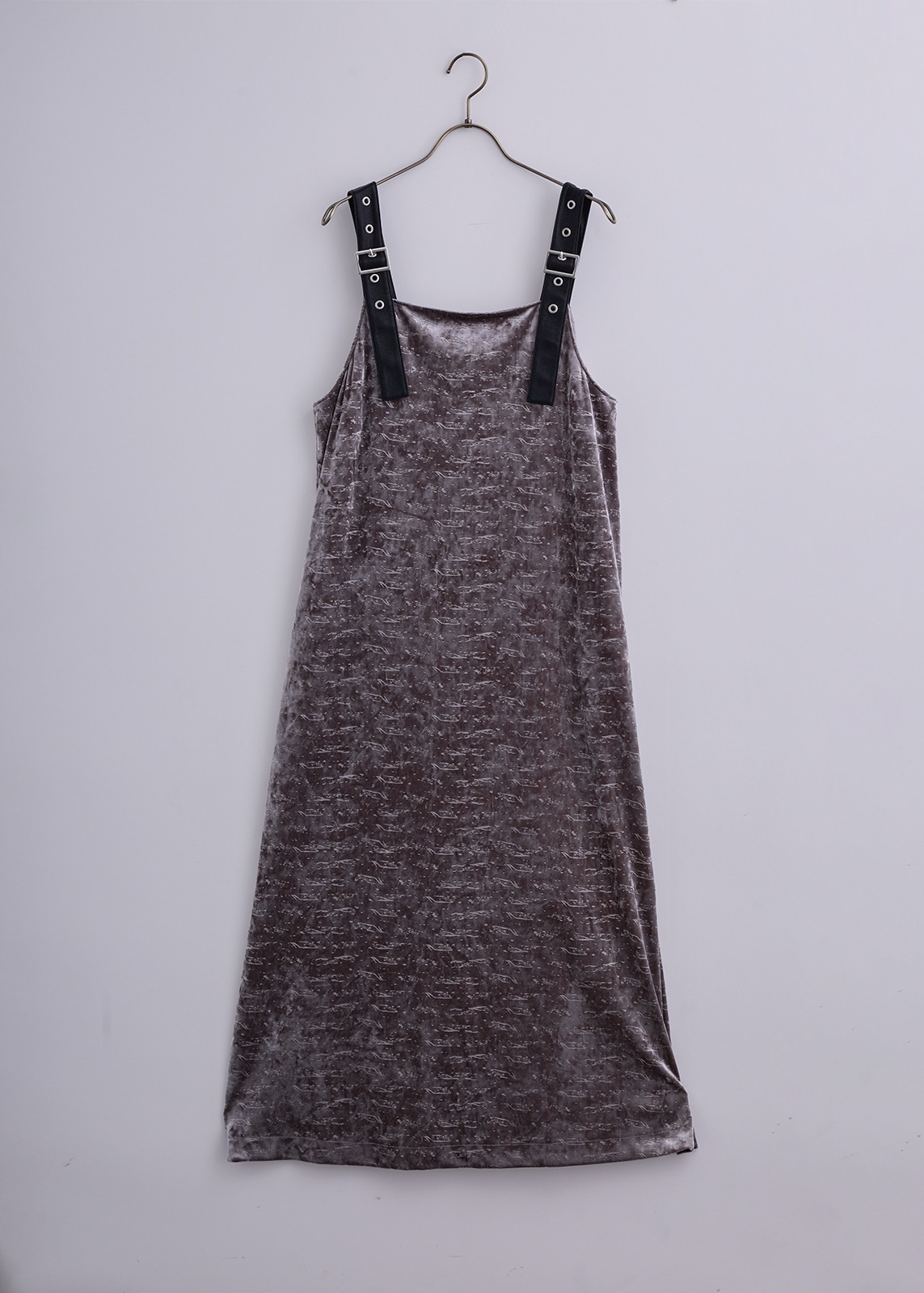 【neuf cent neuf】エンボスロゴ ベロア ジャンバースカート