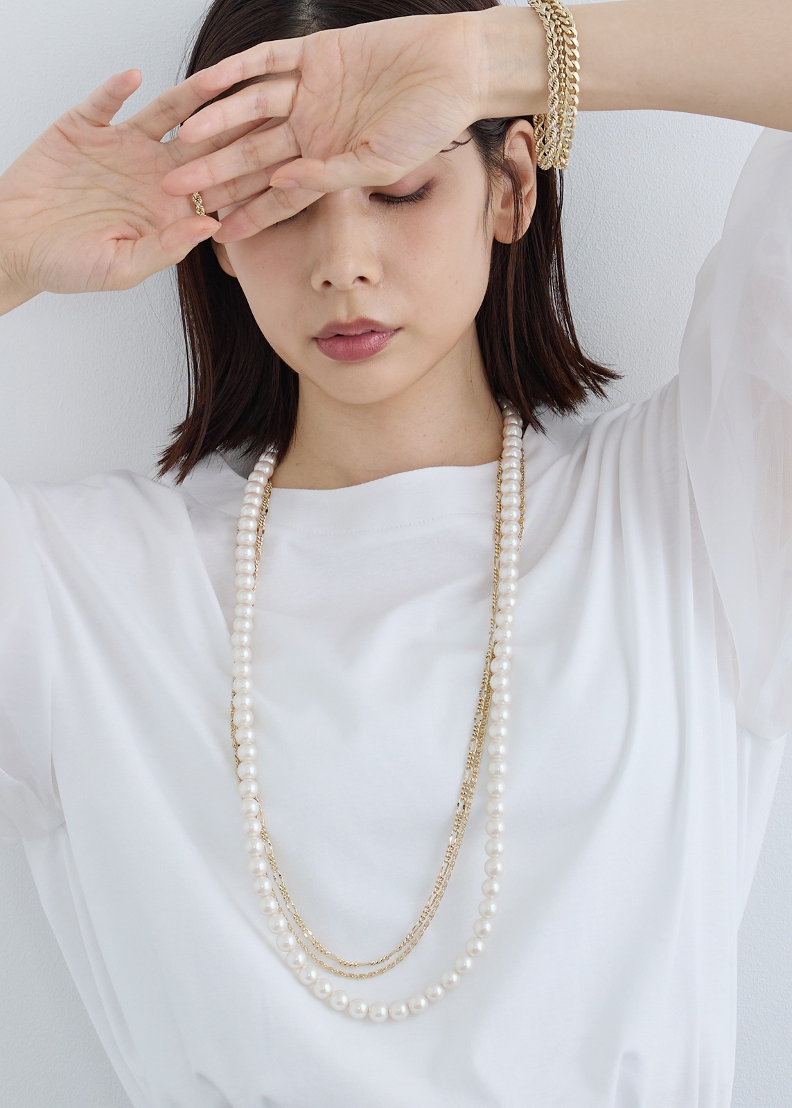 【Sea`ds Mara】レイヤー パール ロング ネックレス