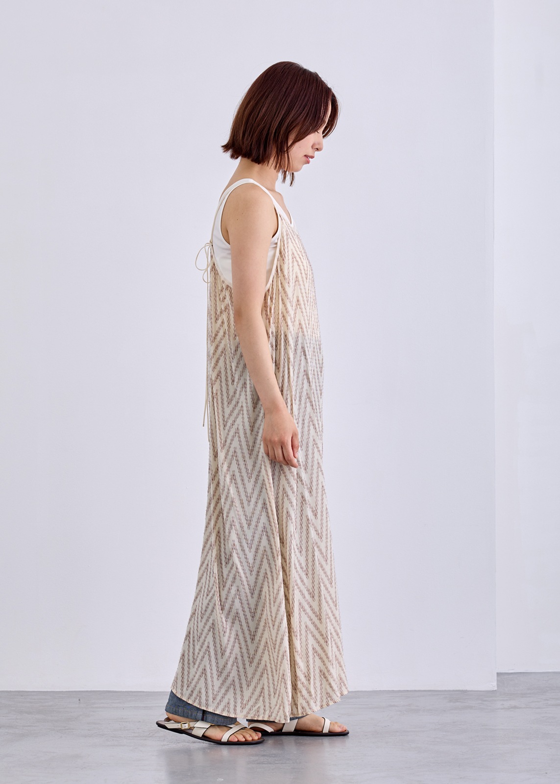 【neuf cent neuf】 シェブロンフォイルカットジャカードワンピース