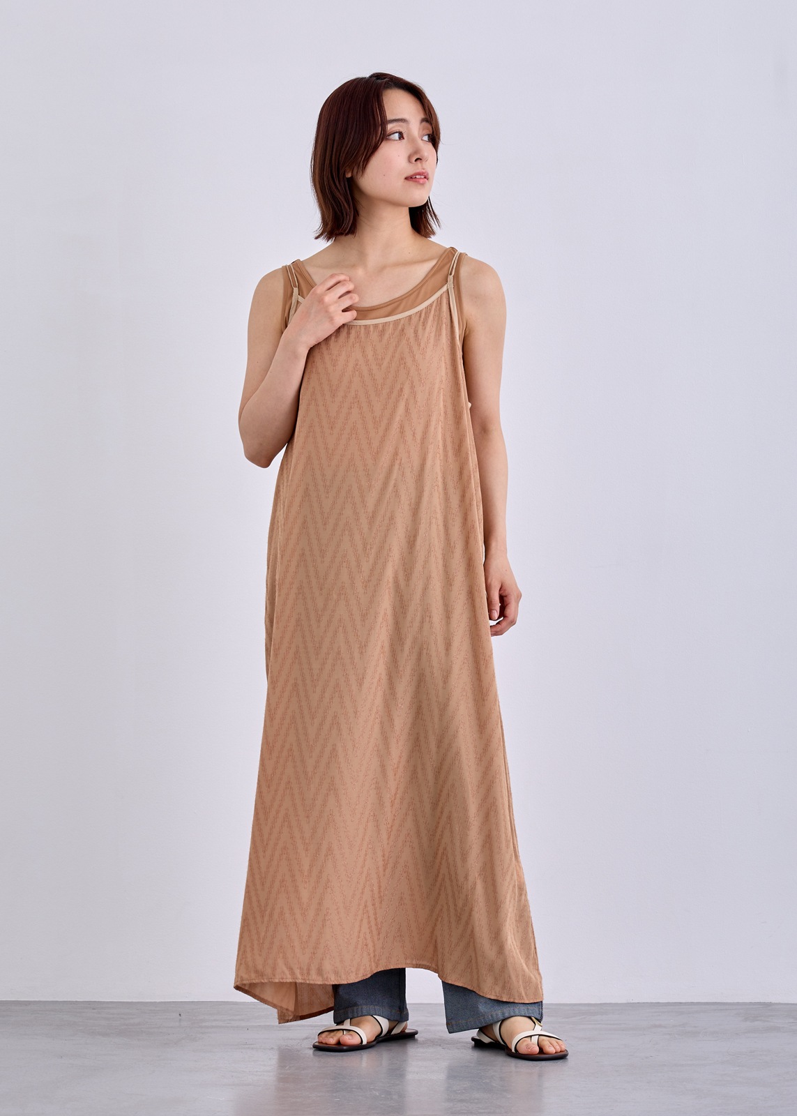 【neuf cent neuf】 シェブロンフォイルカットジャカードワンピース