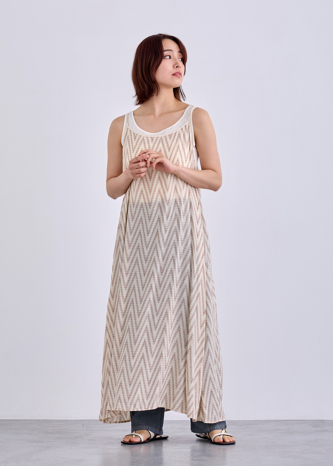 【neuf cent neuf】 シェブロンフォイルカットジャカードワンピース