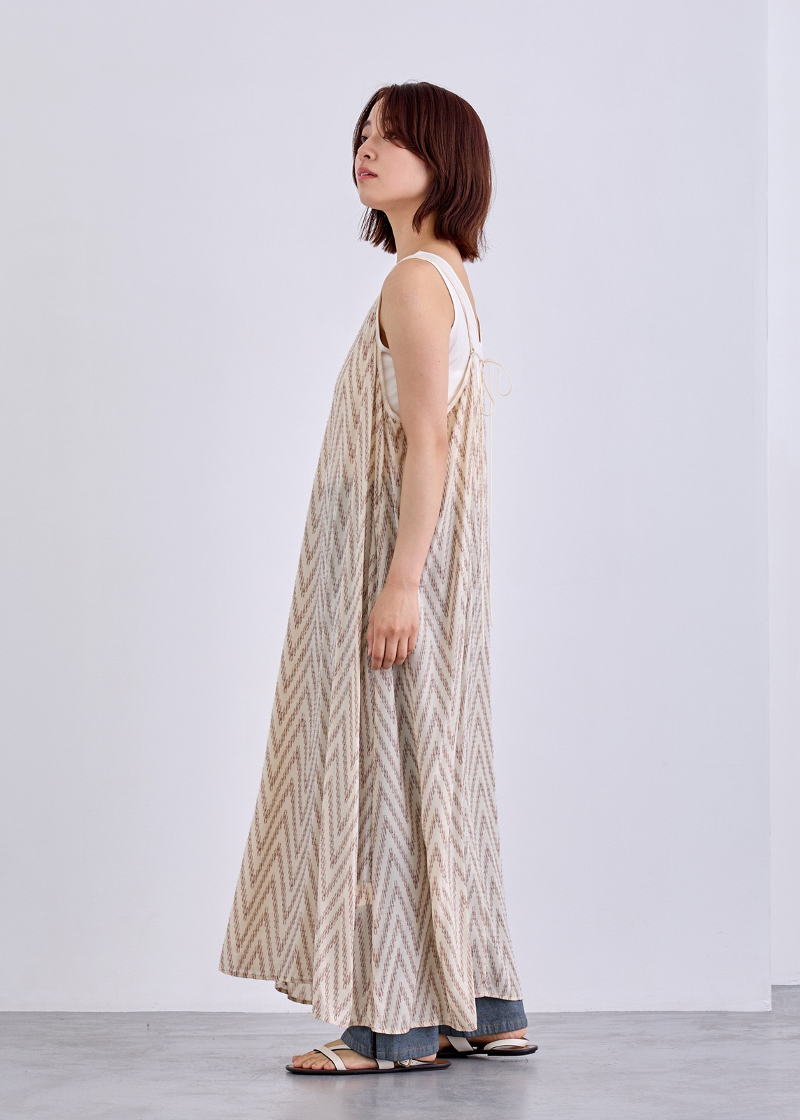 【neuf cent neuf】 シェブロンフォイルカットジャカードワンピース