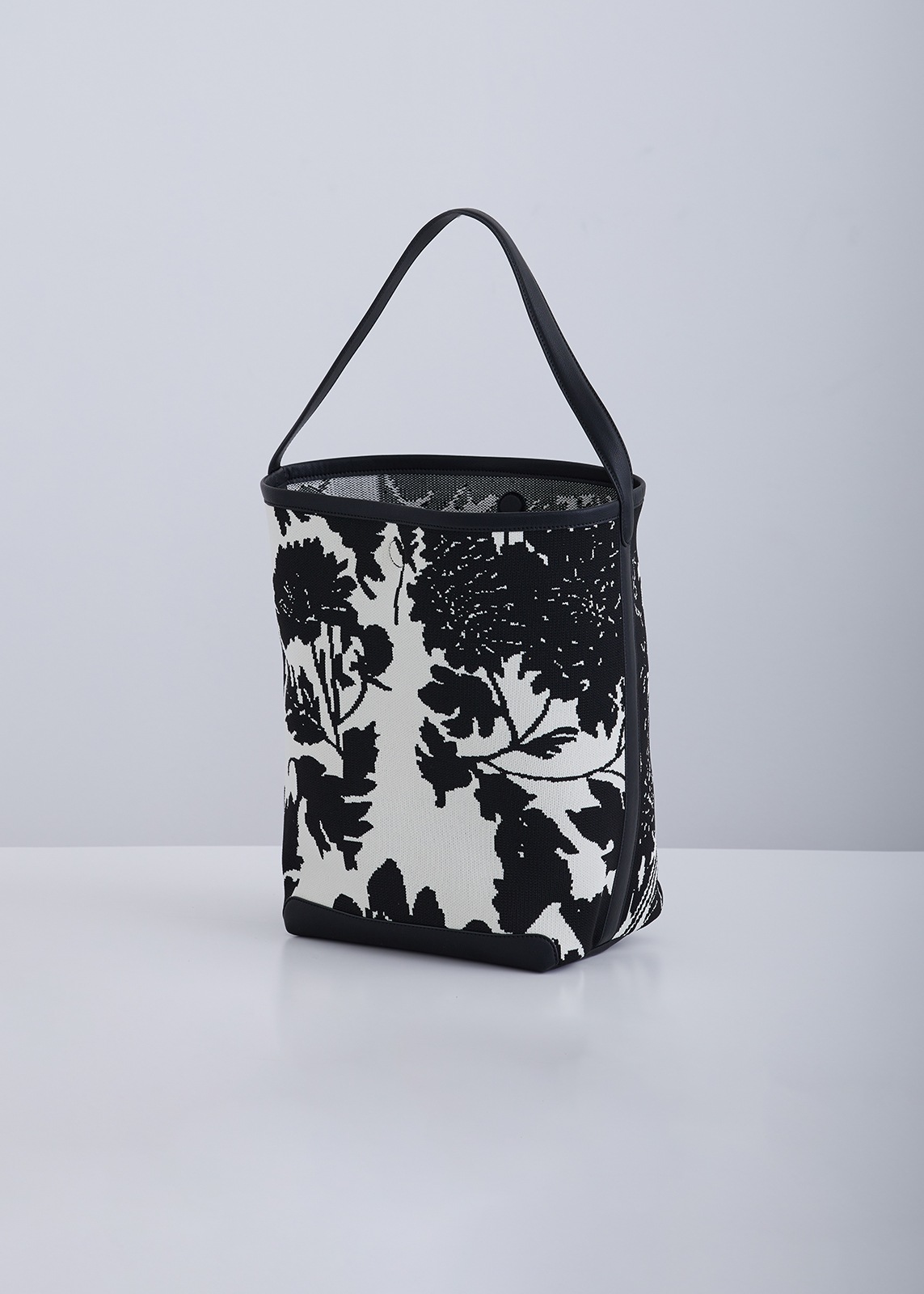 【PLUS an】ジャガード 花柄 バケツ バッグ