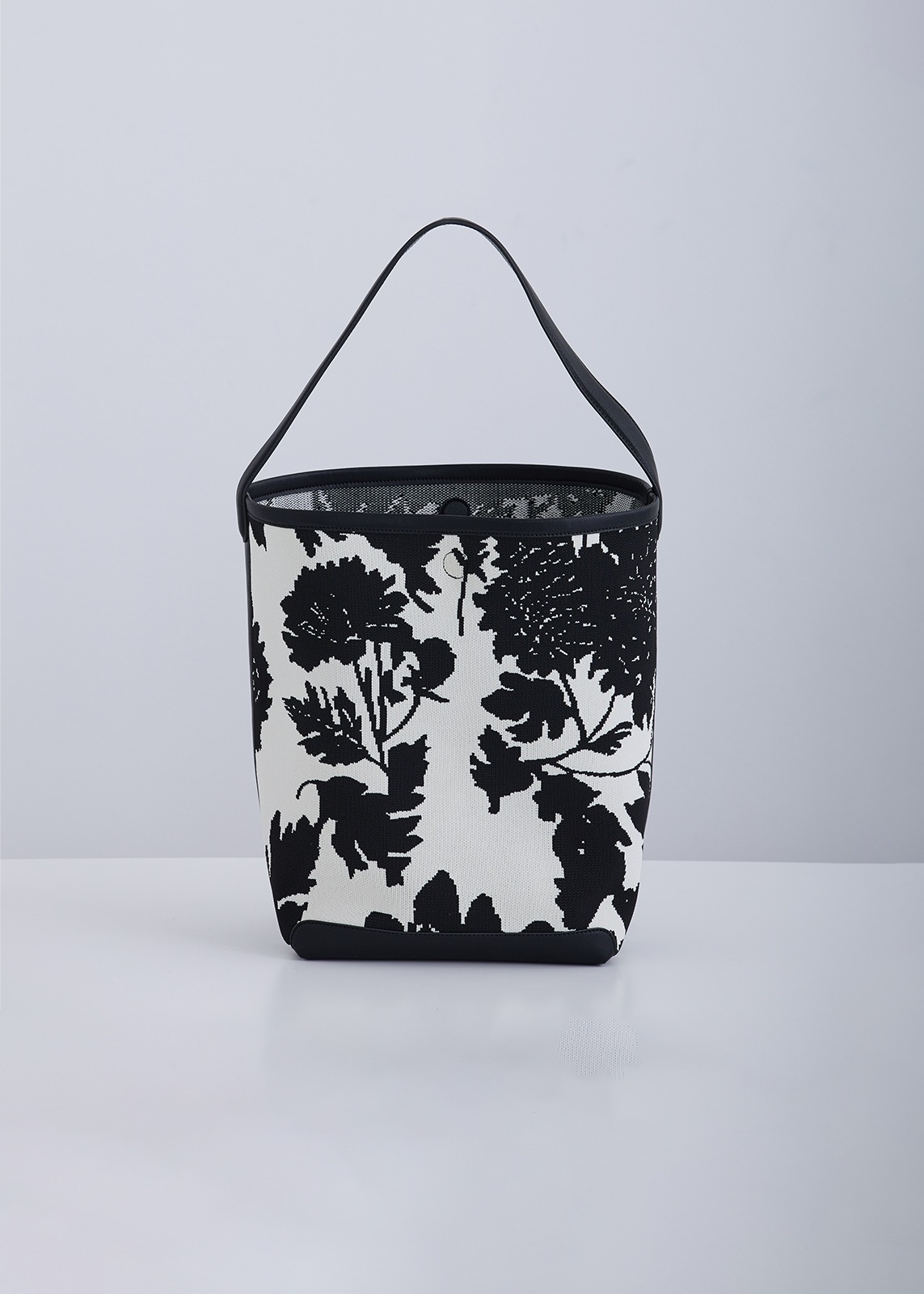 【PLUS an】ジャガード 花柄 バケツ バッグ