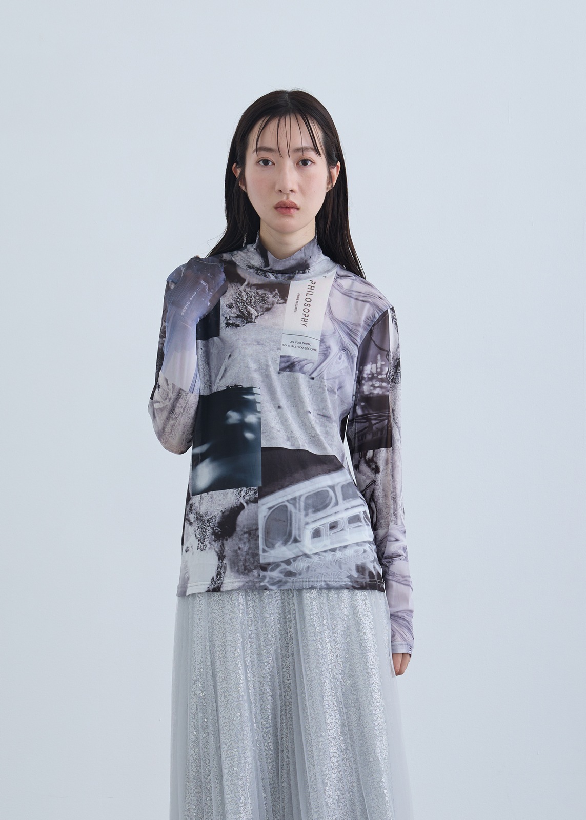 【neuf cent neuf】ハイネック コラージュフォト チュール