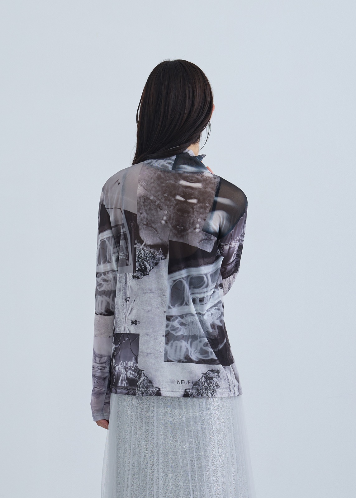 【neuf cent neuf】ハイネック コラージュフォト チュール