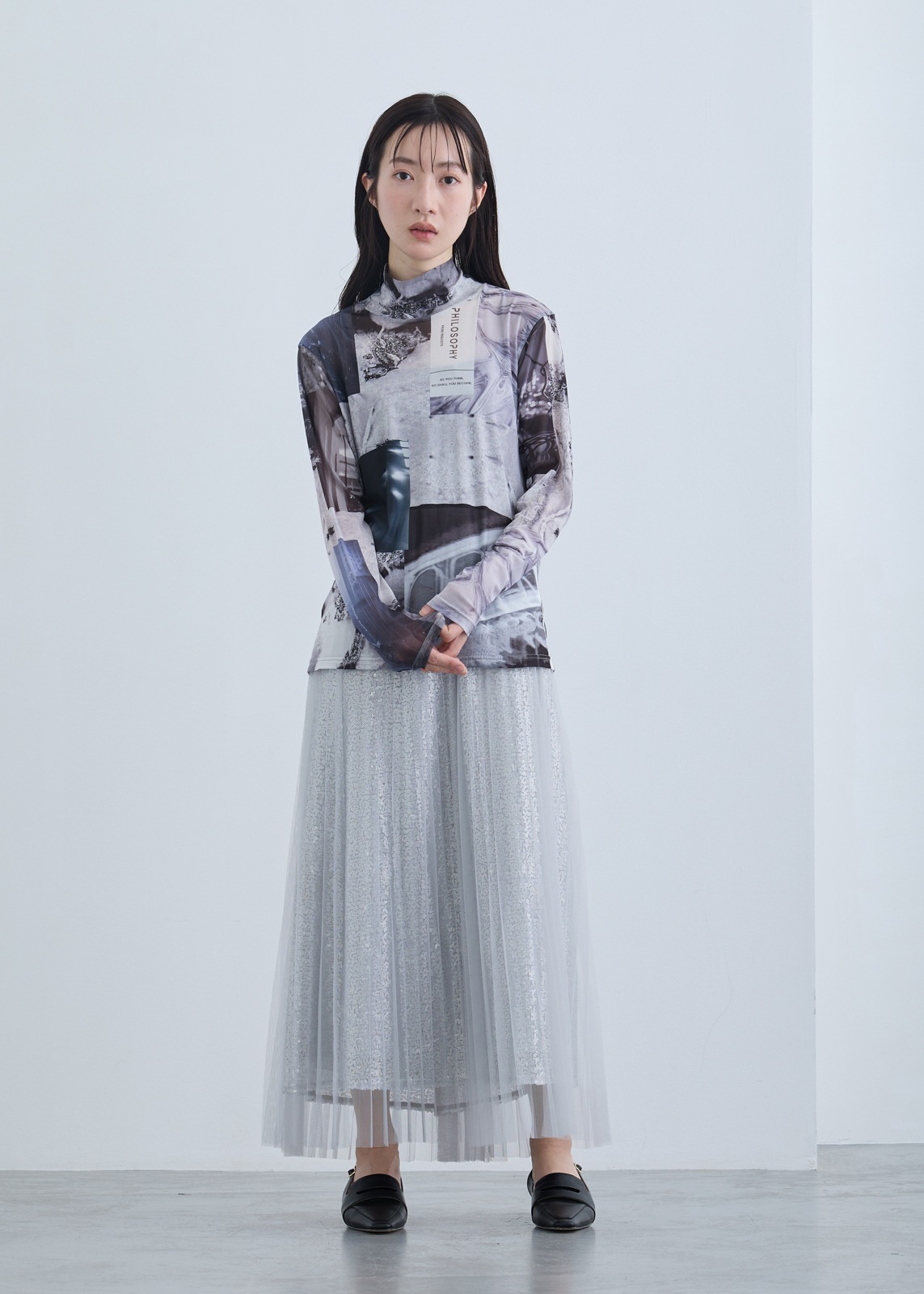 【neuf cent neuf】ハイネック コラージュフォト チュール