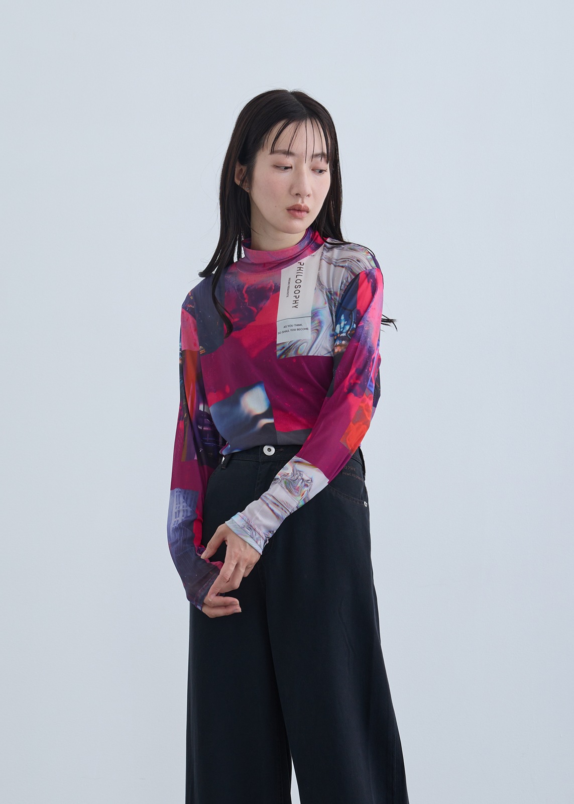 【neuf cent neuf】ハイネック コラージュフォト チュール