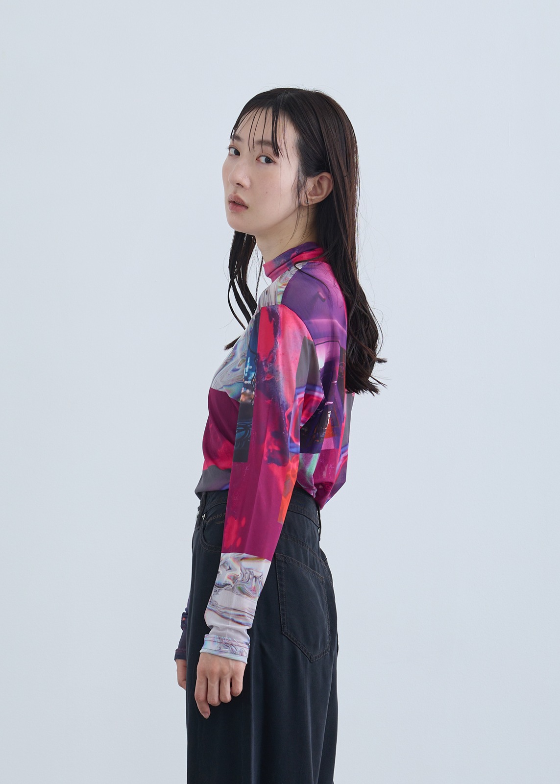 【neuf cent neuf】ハイネック コラージュフォト チュール