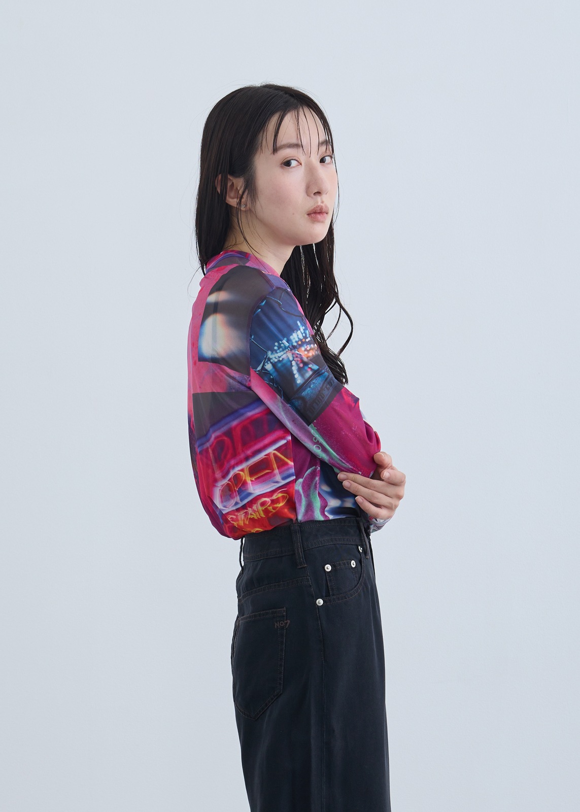 【neuf cent neuf】ハイネック コラージュフォト チュール